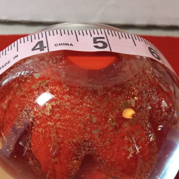 Vintage Huge Center Domed Bubble Lava Red & Gold Flecks Paperweight Cottagecore - Picture 7 of 8
